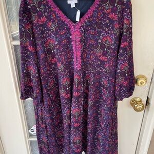 🌸 J.Jill Boho Floral V-Neck Dress | 2X 🌸